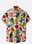Big Size Moisture-wicking Tropical Palm Tree Parrots Chest Pocket Hawaiian Shirt
