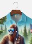 Big Size Moisture-wicking American Flag Bigfoot Guitar Rock Chest Pocket Hawaiian Shirt