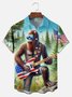 Big Size Moisture-wicking American Flag Bigfoot Guitar Rock Chest Pocket Hawaiian Shirt