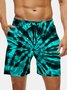 Men's Swim Trunks Hawaiian Tie-Dye Beach Shorts with Pockets