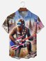 Big Size Moisture-wicking American Flag Bigfoot Guitar Rock Chest Pocket Hawaiian Shirt