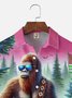 Big Size Moisture-wicking American Flag Bigfoot Guitar Rock Chest Pocket Hawaiian Shirt