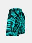 Men's Swim Trunks Hawaiian Tie-Dye Beach Shorts with Pockets