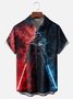 Tall Size Moisture-wicking Star Technology Universe Planet Chest Pocket Casual Shirt