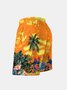 Men's Swim Trunks Hawaiian Tropical Palm Tree Parrots Beach Shorts with Pockets