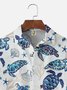 Big Size Moisture-wicking Marine Sea Turtle Chest Pocket Hawaiian Shirt