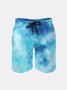 Men's Swim Trunks Hawaiian Gradient Color Beach Shorts with Pockets