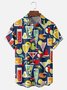 Tall Size Moisture-wicking Geomatric Cocktail Chest Pocket Hawaiian Shirt