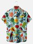 Big Size Moisture-wicking Tropical Palm Tree Parrots Chest Pocket Hawaiian Shirt