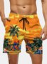 Men's Swim Trunks Hawaiian Tropical Palm Tree Parrots Beach Shorts with Pockets