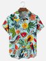 Big Size Moisture-wicking Tropical Palm Tree Parrots Chest Pocket Hawaiian Shirt