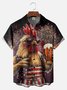 Big Size Moisture-wicking American Flag Chicken Beer National Patriotic Chest Pocket Casual Shirt