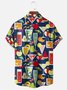 Tall Size Moisture-wicking Geomatric Cocktail Chest Pocket Hawaiian Shirt