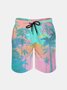 Men's Swim Trunks Hawaiian Tropical Palm Tree Beach Shorts with Pockets