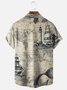 Tall Size Moisture-wicking Ocean Map Sailboat Lighthouse Chest Pocket Casual Shirt