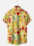 Tall Size Moisture-wicking Geomatric Cocktail Chest Pocket Hawaiian Shirt
