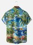 Big Size Moisture-wicking Palm Tree Chest Pocket Hawaiian Shirt