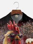 Big Size Moisture-wicking American Flag Chicken Beer National Patriotic Chest Pocket Casual Shirt