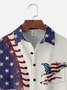 Big Size Moisture-wicking American Flag Eagle National Patriotic Chest Pocket Casual Shirt