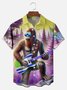Big Size Moisture-wicking American Flag Bigfoot Guitar Rock Chest Pocket Hawaiian Shirt