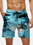 Men's Swim Trunks Hawaiian Tropical Palm Tree Beach Shorts with Pockets