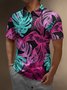 Moisture Wicking Tropical Plants Leaves Short Sleeve Golf Polo
