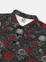 Moisture Wicking Rock Music Skull Rose Short Sleeve Golf Polo