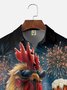 Big Size Moisture-wicking American Flag Chicken Beer National Patriotic Chest Pocket Casual Shirt