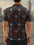 Moisture Wicking Rock Music Skull Rose Short Sleeve Golf Polo