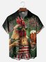 Big Size Moisture-wicking American Flag Chicken Beer National Patriotic Chest Pocket Casual Shirt