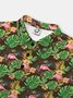 Moisture Wicking Tropical Plants Palm Leaves Flamingo Short Sleeve Golf Polo