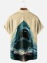 Moisture Wicking Great White Shark Chest Pocket Hawaiian Shirt