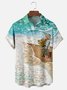 Moisture Wicking Ocean Art Painting Chest Pocket Hawaiian Shirt