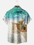 Moisture Wicking Ocean Art Painting Chest Pocket Hawaiian Shirt