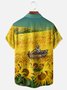 Moisture Wicking Ocean Art Painting Chest Pocket Hawaiian Shirt
