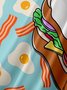 Hardaddy x Kimprut Imut Moisture Wicking Poached Eggs Toast Bacon Chest Pocket Hawaiian Shirt