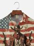 Big Size Moisture-wicking American Flag Western Cowboy Chest Pocket Casual Shirt