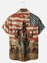 Big Size Moisture-wicking American Flag Western Cowboy Chest Pocket Casual Shirt