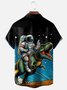 Moisture Wicking Astronaut Dinosaur Chest Pocket Hawaiian Shirt