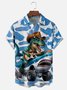 Moisture Wicking Guitar Dinosaur Shark Car Chest Pocket Hawaiian Shirt