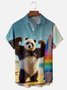 Moisture Wicking Hawaiian Surf Panda Chest Pocket Hawaiian Shirt