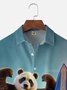 Moisture Wicking Hawaiian Surf Panda Chest Pocket Hawaiian Shirt