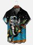 Moisture Wicking Astronaut Dinosaur Chest Pocket Hawaiian Shirt
